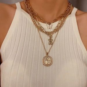 2 pc butterfly & bear charm necklace